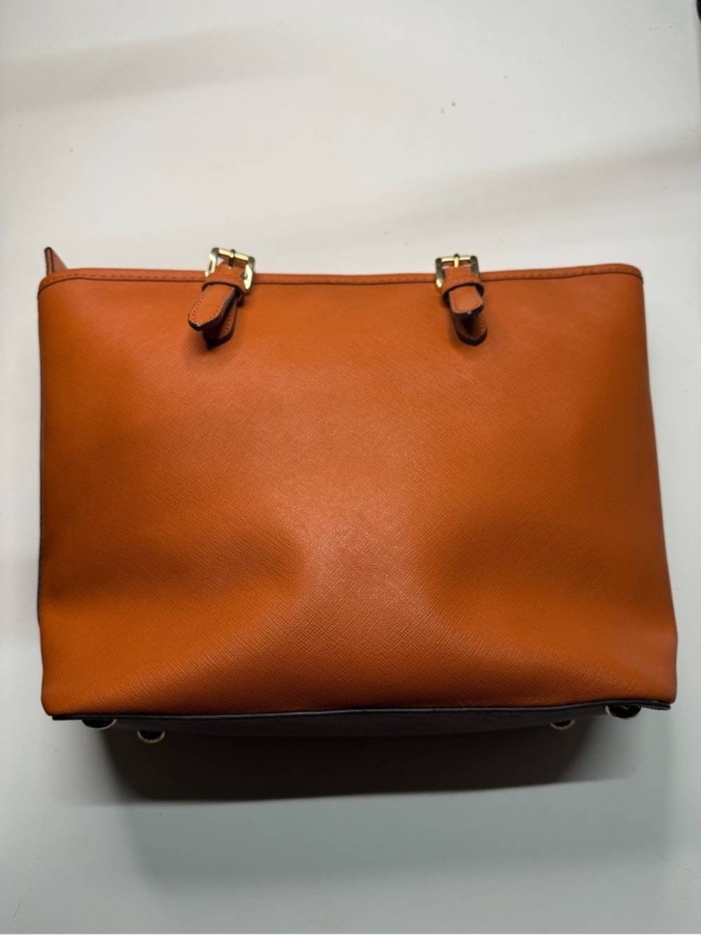 Michael Kors Burnt Orange Saffiano Leather Tote with MK Charm - Picture 9 of 13
